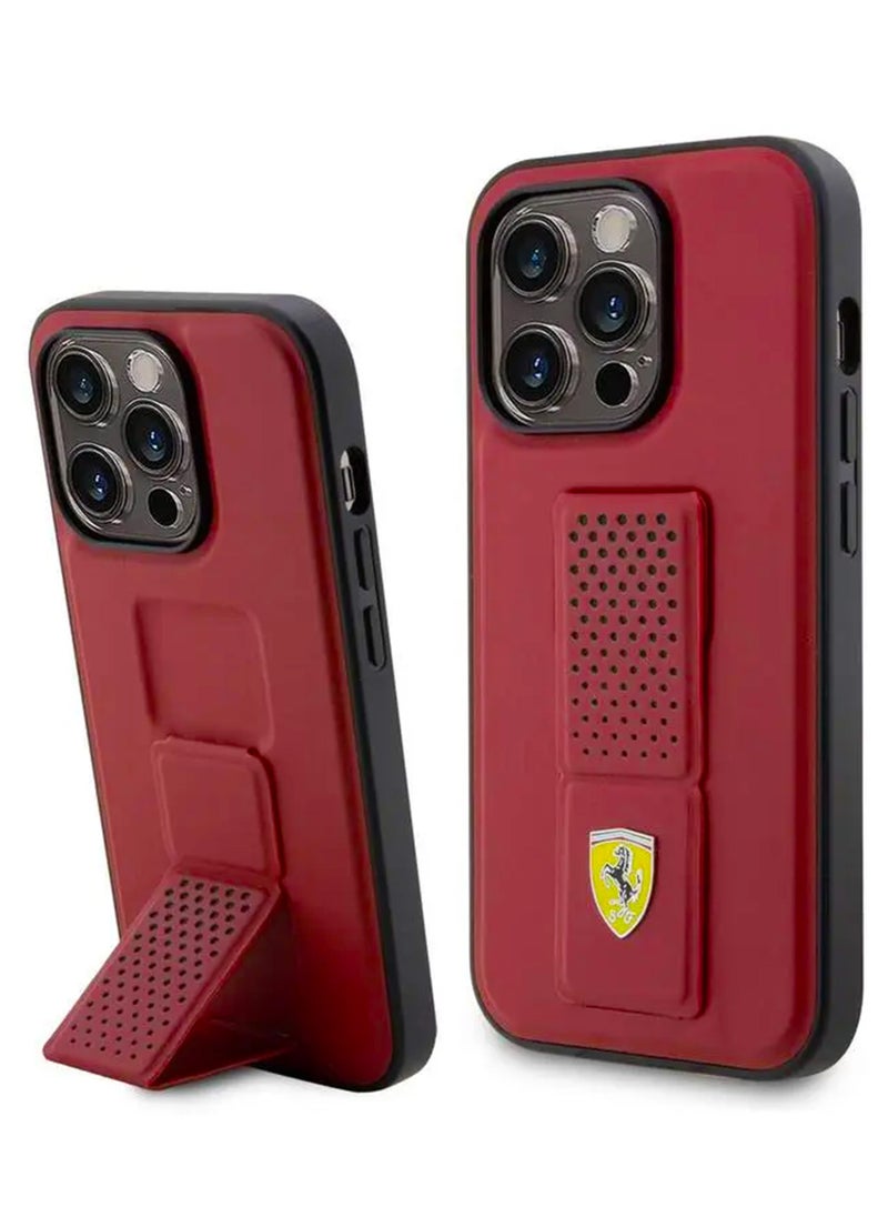 Ferrari - Ferrari iPhone 14 Pro Max for Grip stand Case with Perforated Pattern - Red - Image 1