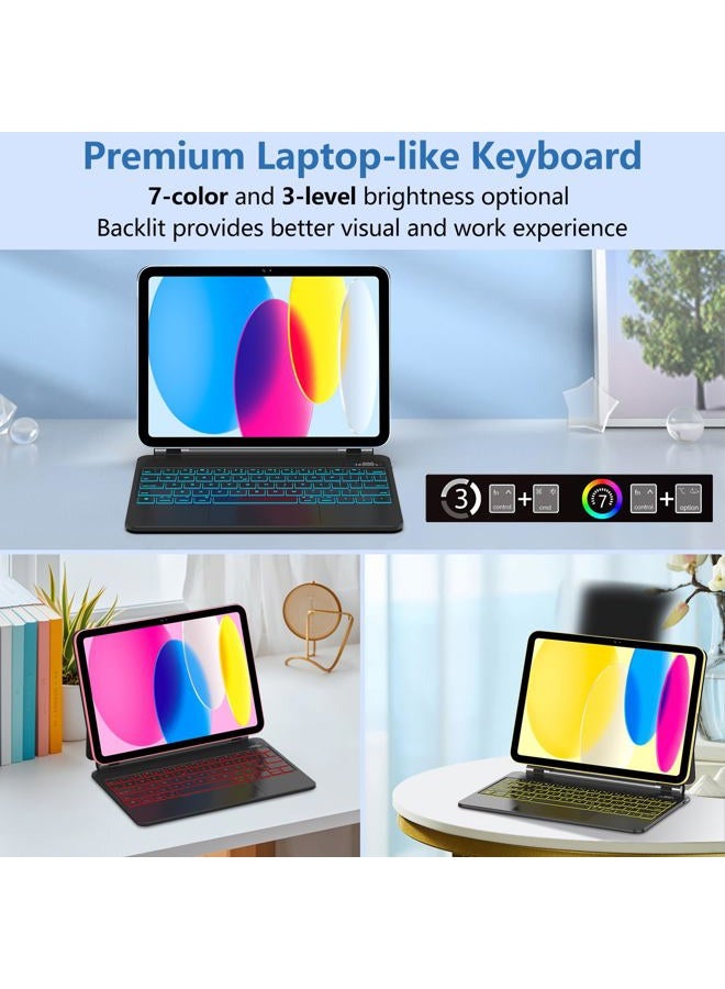 KARFUN Keyboard Case for iPad 11th (A16, 2025) & 10th Gen 10.9" (2022)–Floating Cantilever Stand with Multi-Touch Trackpad–Backlit Magic Keyboards for iPad A16 Case with Keyboard 11th/10th Gen (Black) - Image 2