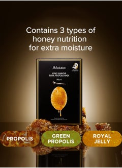 JM SOLUTION JMsolution Honey Royal Propolis Ampoule Korean Skincare Face Mask -Rich Moisturizing Boosting Nutrition -10sheets per box For All Skin Type  - Image 4