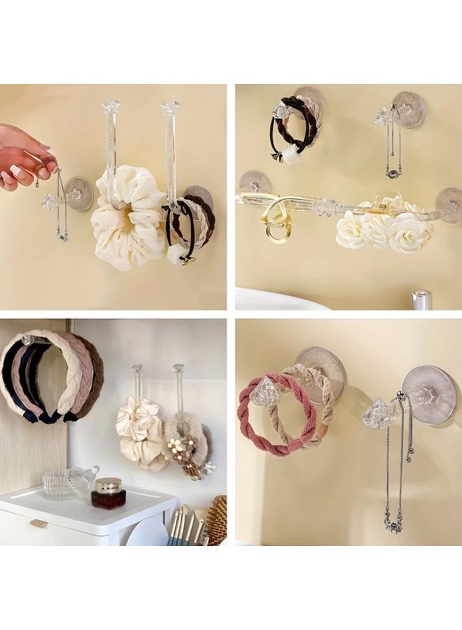 2pcs Rhinestone Hook Short Style Wall Mounted Hair Accessories Storage Holder - Image 2