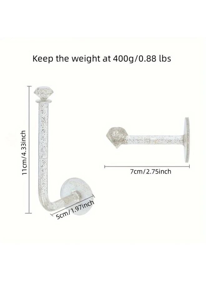 2pcs Rhinestone Hook Short Style Wall Mounted Hair Accessories Storage Holder - Image 4