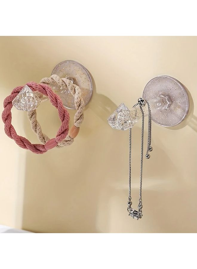 2pcs Rhinestone Hook Short Style Wall Mounted Hair Accessories Storage Holder - Image 1