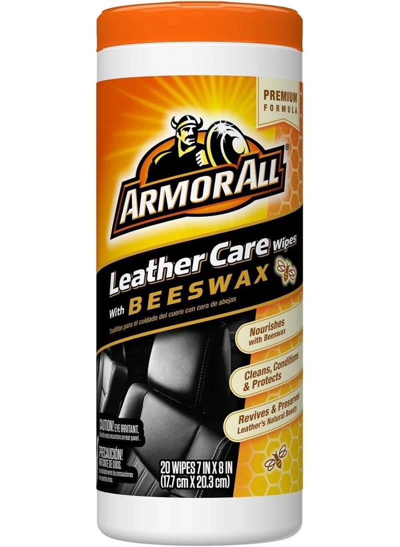 Armor All Leather Care Wipes with Beeswax - 20 Count - Image 1