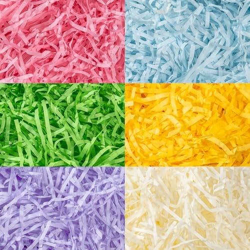 CIPOWM Easter Grass Shredded Paper Filler 6 Colors Paper Shred Crinkle Raffia Paper Filler for Easter Gift Wrapping Boxes Bags Basket Filling Party Supply, 5.3oz - Image 1