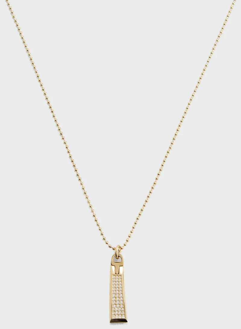 TOMMY HILFIGER Pave Zipper Pull Necklace