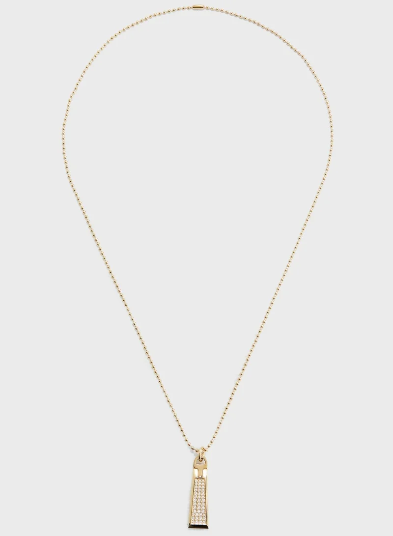 TOMMY HILFIGER Pave Zipper Pull Necklace