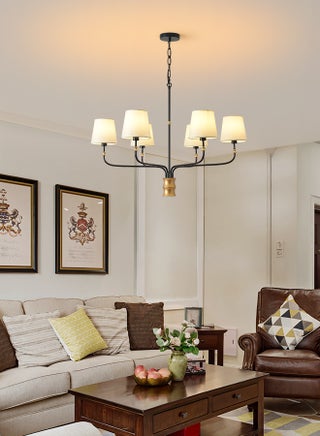 Modern 8-Light Candle Chandelier – Black/Gold Iron Pendant Light For Living Room, Dining Room, Kitchen, Bedroom, Hallway