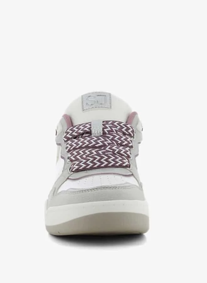 SJ Women's Panelled Lace-Up Low Ankle Sneakers