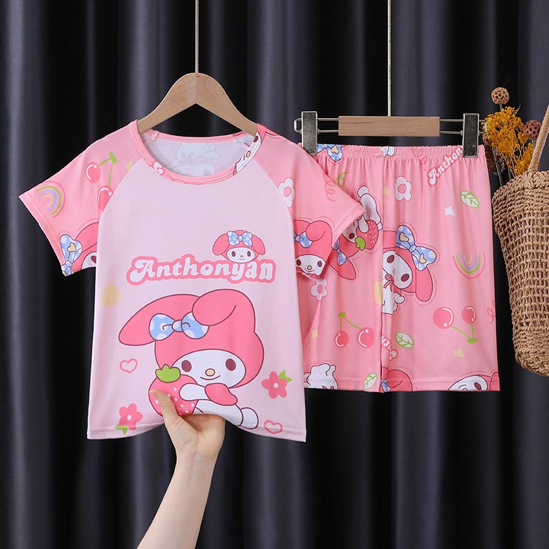 Children'S Home Clothes Set Summer Short-Sleeved Pajamas Thin Air Conditioning Clothes For Men And Women - Image 1