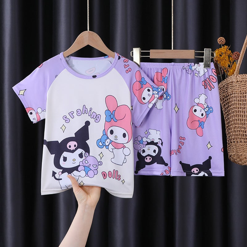 Children'S Home Clothes Set Summer Short-Sleeved Pajamas Thin Air Conditioning Clothes For Men And Women - Image 3