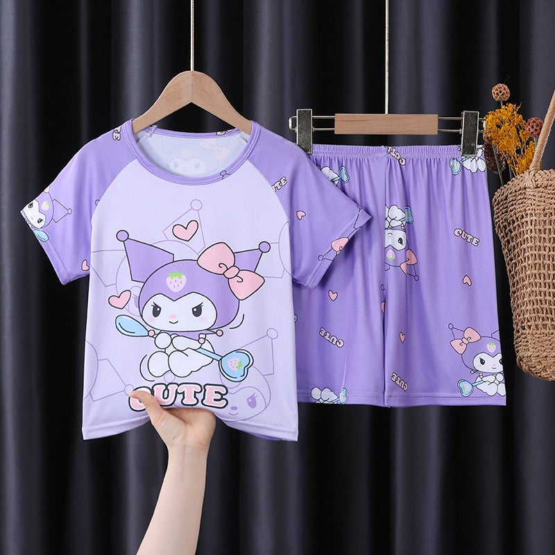 Children'S Home Clothes Set Summer Short-Sleeved Pajamas Thin Air Conditioning Clothes For Men And Women - Image 5