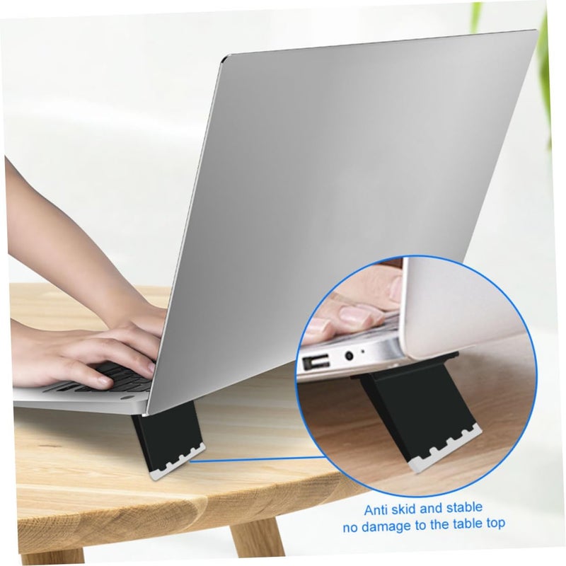 4pcs Portable Laptop Cooling Stand Holder Ergonomic Foldable Laptop Riser for Desktop Use Black Notebook Airflow Elevator Compatible with Most - Image 4