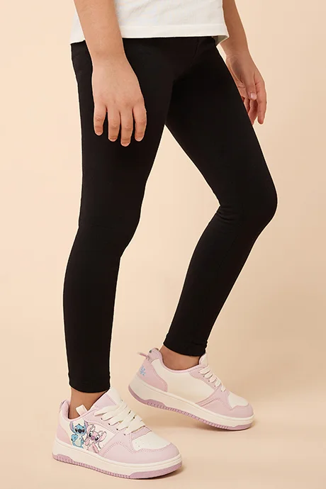 R&B Solid Leggings with Elastic Waist