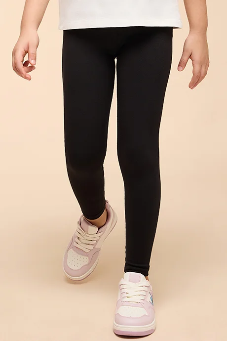 R&B Solid Leggings with Elastic Waist
