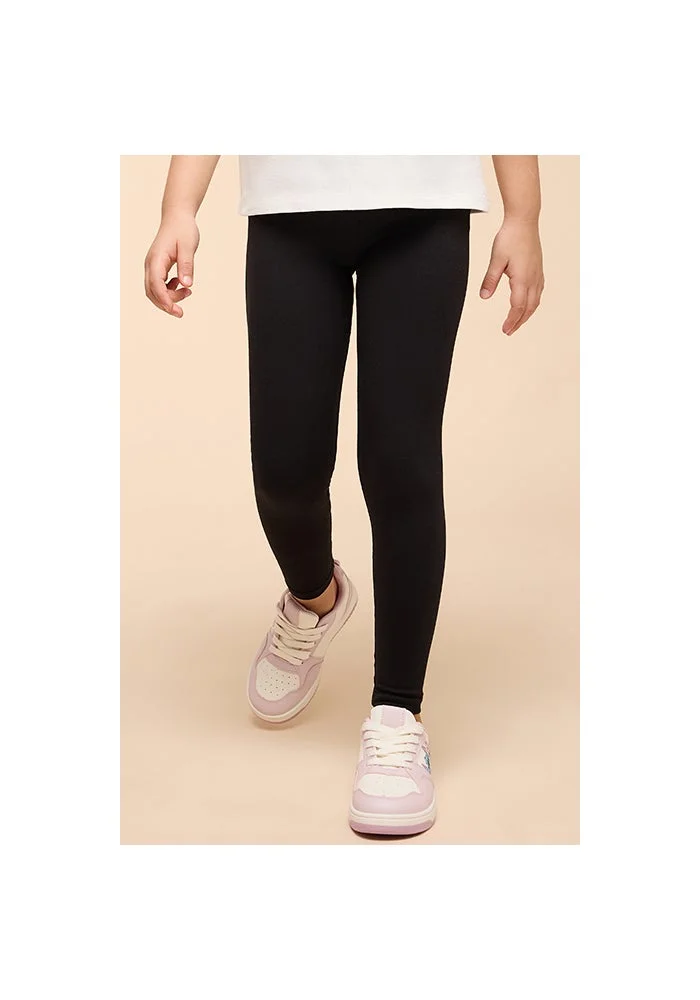 أر أند بي Solid Leggings with Elastic Waist