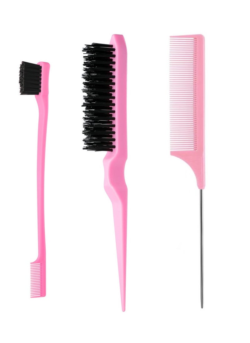 Goolsky Three-Row Hair Comb, Hairdressing Comb with Pointed Stem, Double Head Comb, Styling Eyebrow Brush, Makeup Hairset Brush, 3 Pieces Multifunctional Comb  - Image 1