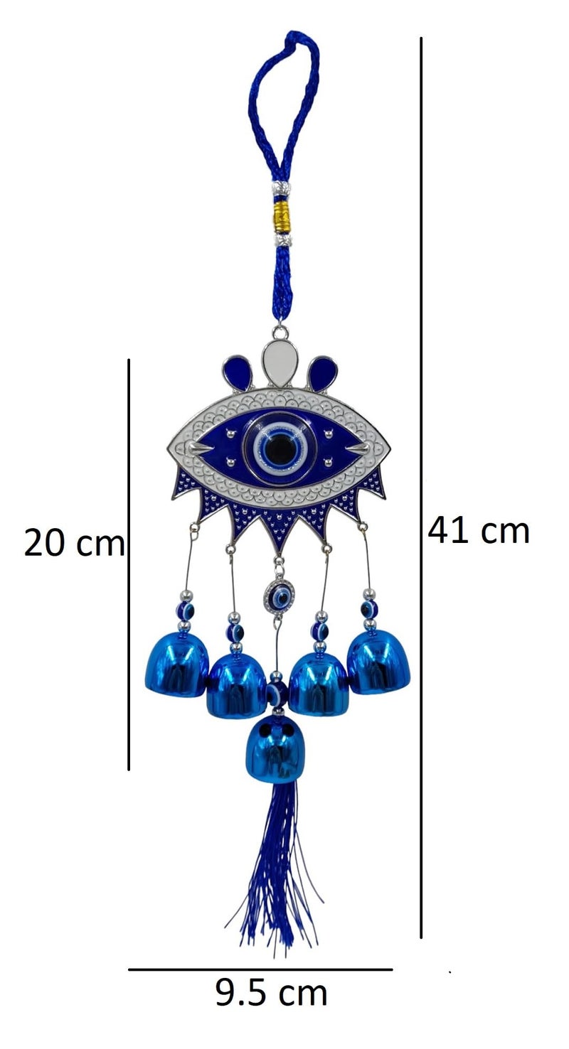 ARTISKRITI Evil Eye Hanging Nazar Battu for Home House Entrance Protection Door Decoration, Car Mirror Hanging, Housewarming Gift (Wind Chime Evil Eye) - Image 2