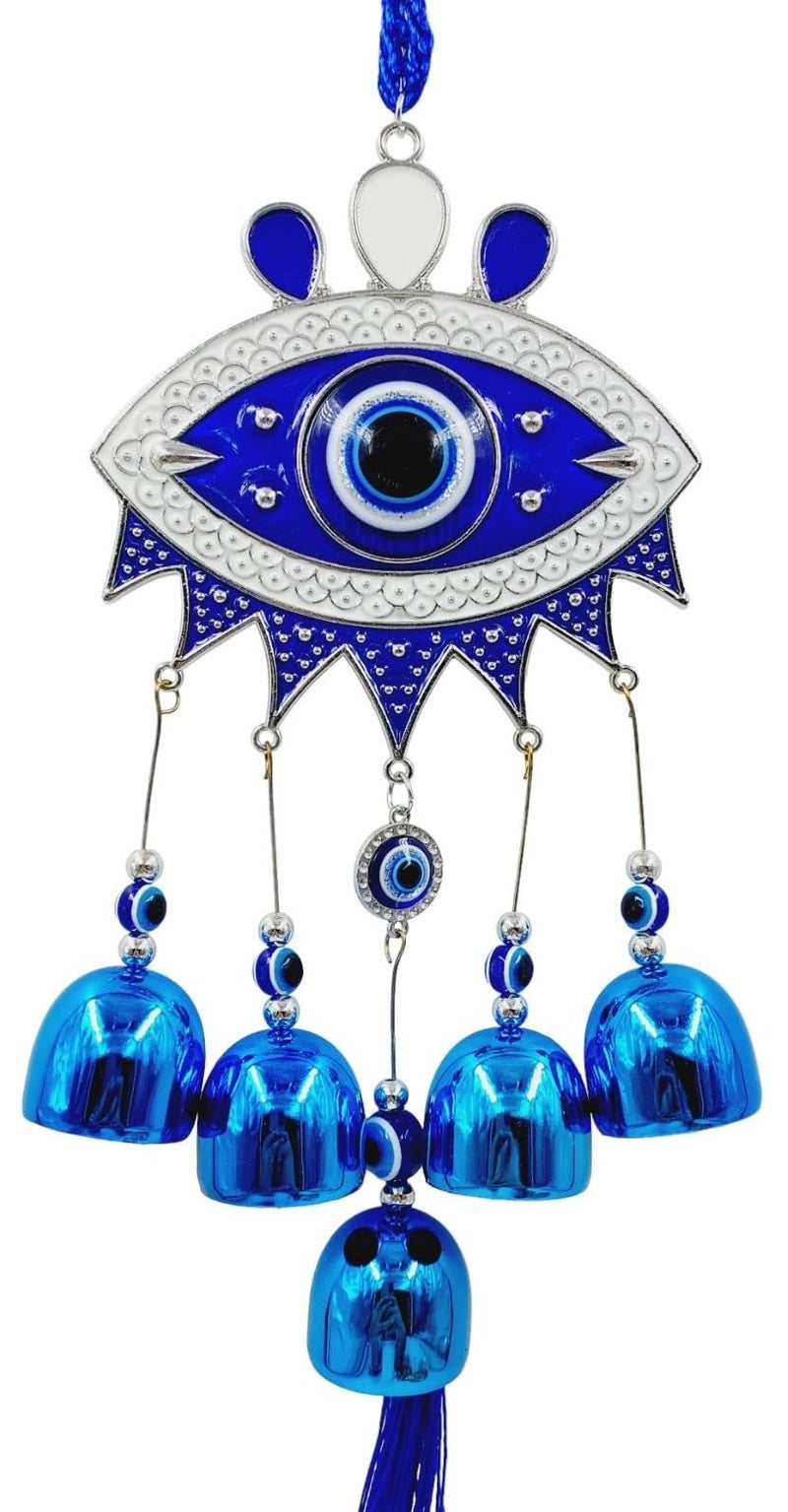 ARTISKRITI Evil Eye Hanging Nazar Battu for Home House Entrance Protection Door Decoration, Car Mirror Hanging, Housewarming Gift (Wind Chime Evil Eye) - Image 5