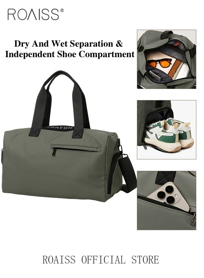 roaiss Multi Functional Large Capacity Carry on Luggage Bag Wet and Dry Separation Shoe Compartment Gym Bag Suitcase with Pull Rod Perfect for Teens Lightweight Waterproof Casual  Short Business Trips Bag  - Image 2