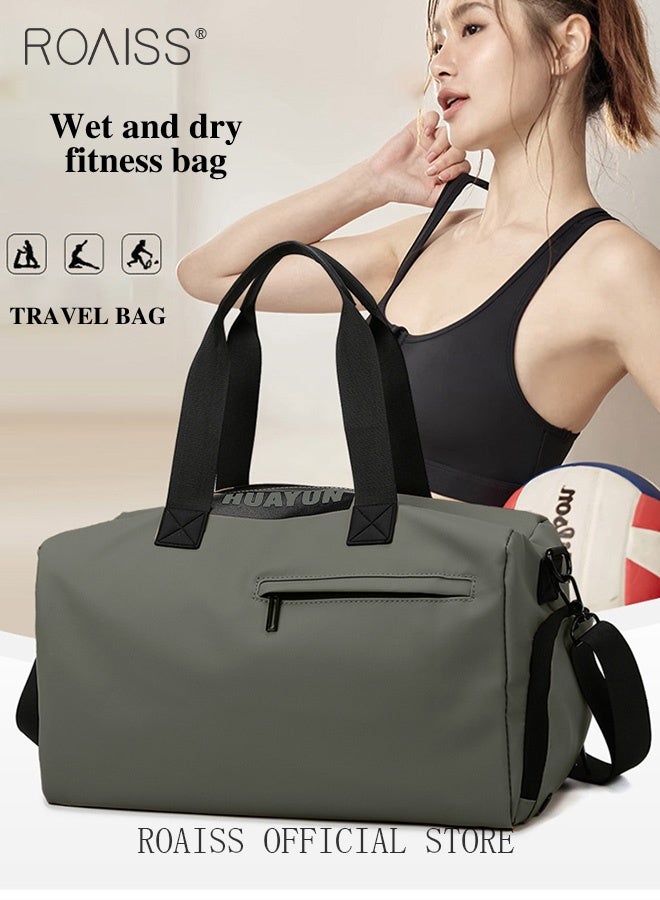 roaiss Multi Functional Large Capacity Carry on Luggage Bag Wet and Dry Separation Shoe Compartment Gym Bag Suitcase with Pull Rod Perfect for Teens Lightweight Waterproof Casual  Short Business Trips Bag  - Image 3