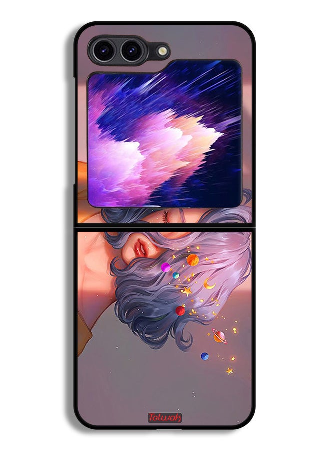 Tolwak Samsung Galaxy Z Flip6 Protective Case Cover Girl And Space Art - Image 1