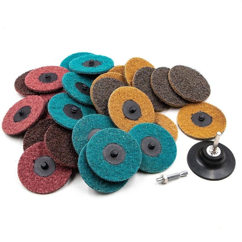 Crossarctic 31Pcs 3" Surface Conditioning Disc, Quick Change Sanding Discs with 1/4" Shank Holder for Die Grinder Prep Strip Grind Polish Finish Burr Rust Paint Removal - Image 1