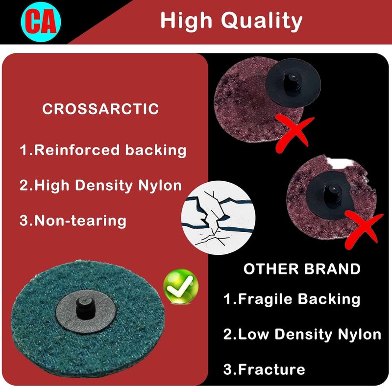 Crossarctic 31Pcs 3" Surface Conditioning Disc, Quick Change Sanding Discs with 1/4" Shank Holder for Die Grinder Prep Strip Grind Polish Finish Burr Rust Paint Removal - Image 4