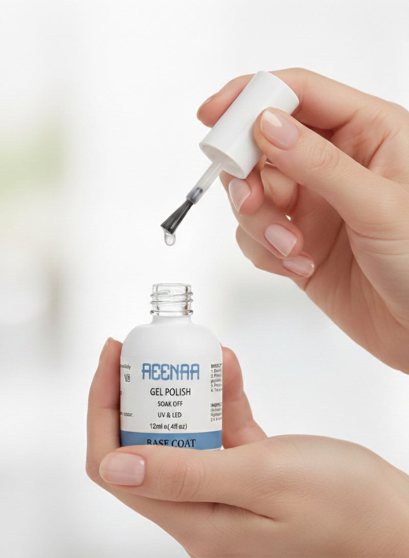 آینا طلاء أظافر جل مع طبقة علوية لامتصاص الجفاف بالأشعة فوق البنفسجية، مجموعة طويلة سعة شفاف - Image 5