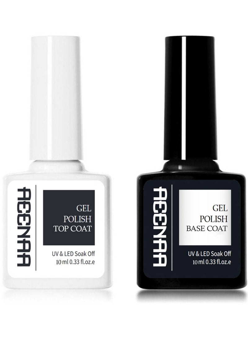AEENAA Gel Nail Polish Top Coat And Base Coat Soak off UV LED Drying Long Set Clear  - Image 1