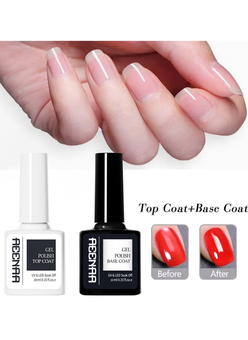 AEENAA Gel Nail Polish Top Coat And Base Coat Soak off UV LED Drying Long Set Clear  - Image 2