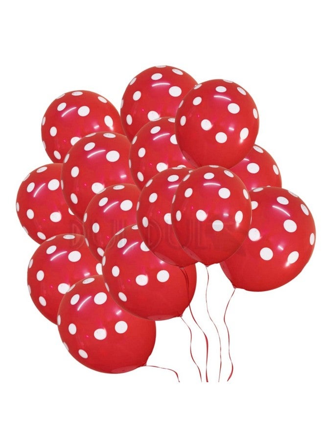 بالونات DUL DUL الحمراء المنقطة، عبوة من 25 قطعة - بالونات حفلات - بالونات لاتكس حمراء مقاس 12 بوصة لتزيين أعياد الميلاد/الحفلات، ديكور حفلات استقبال المولود، بالونات حفلات ذات طابع خاص (منقط أحمر، 25)
