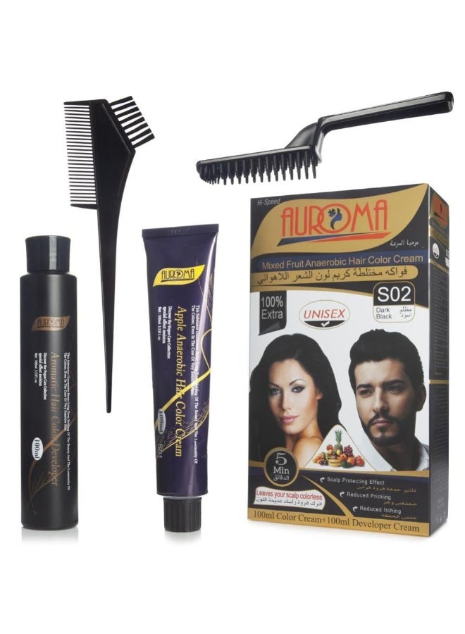 أروما صبغة شعر الاهوائي اسود مظلم S02 من اوروما 200 مل - Image 1