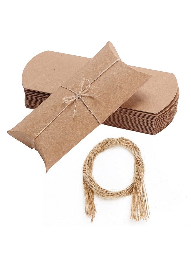 Mr. Pen صناديق وسادة كرافت 6.3X3.4X1.3 إنش 25 عبوة مع خيوط جوت صناديق هدايا كرافت صناديق ورقية للهدايا صندوق وسادة حلوى صناديق وسادة هدايا صناديق هدايا وسادة - Image 1