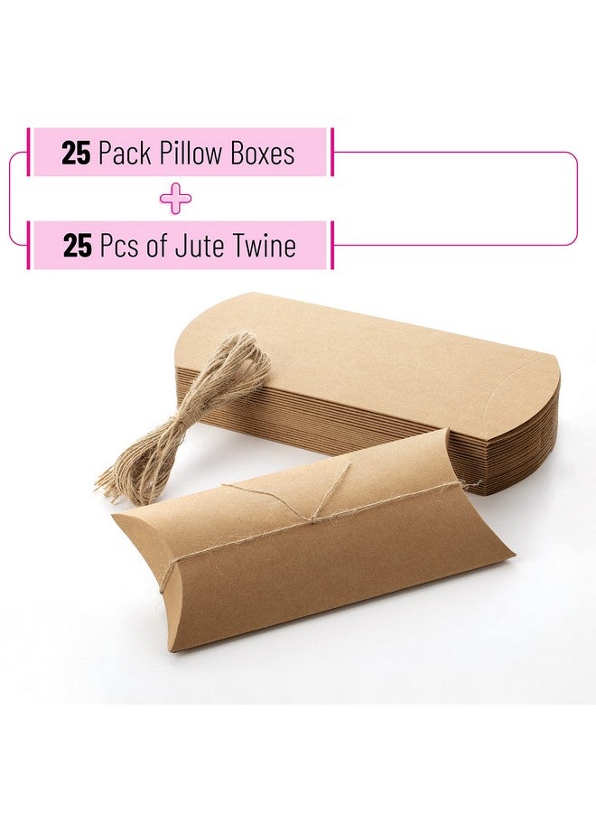 Mr. Pen صناديق وسادة كرافت 6.3X3.4X1.3 إنش 25 عبوة مع خيوط جوت صناديق هدايا كرافت صناديق ورقية للهدايا صندوق وسادة حلوى صناديق وسادة هدايا صناديق هدايا وسادة - Image 2
