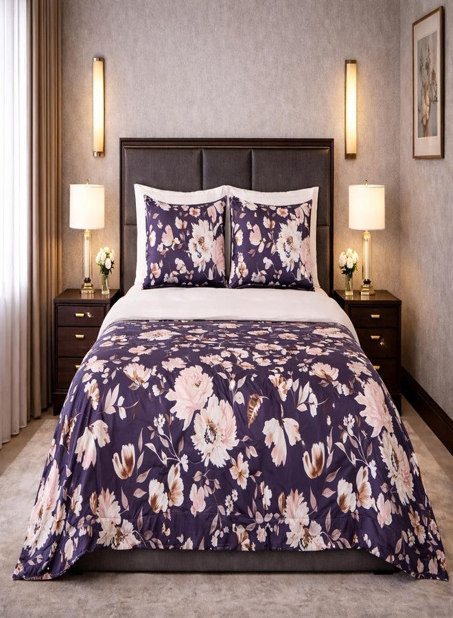 Skyla Double Bed Super King Size Bedsheet with 2 Pillow Covers|Bedsheet 108 x 108 Inch| 400 TC King Size Cotton Floral Bed Sheet Breathable|Super Soft Printed Bedsheet(Nightfall Bloom) - Image 1