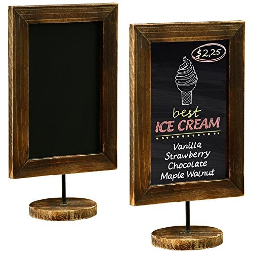MyGift MyGift 12-Inch Burnt Wood Framed Memo Chalkboard, Tabletop Cafe Menu & Message Board Sign, Set of 2  - Image 1