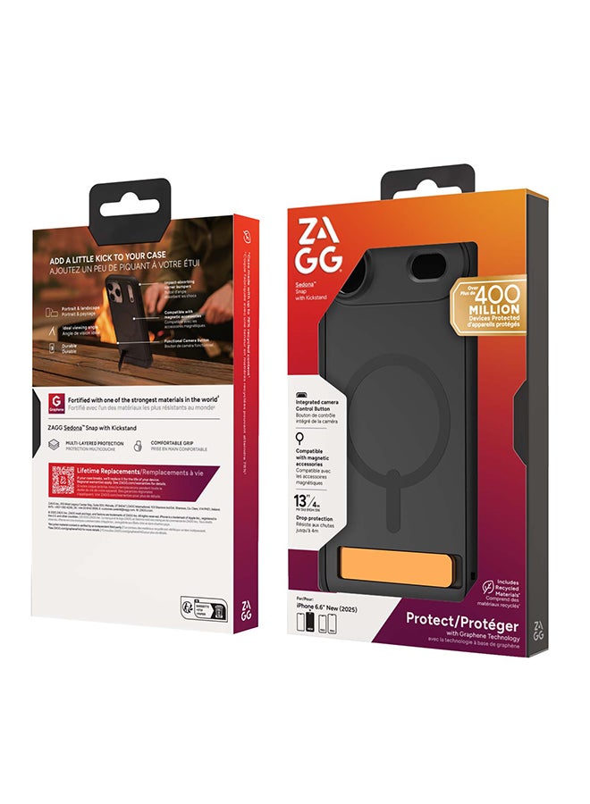 ZAGG iPhone Air Case – Sedona Snap MagSafe Compatible Kickstand Cover with Graphene Strength, 13 ft Drop Protection & Reinforced Bumpers – Flood Black - Image 2