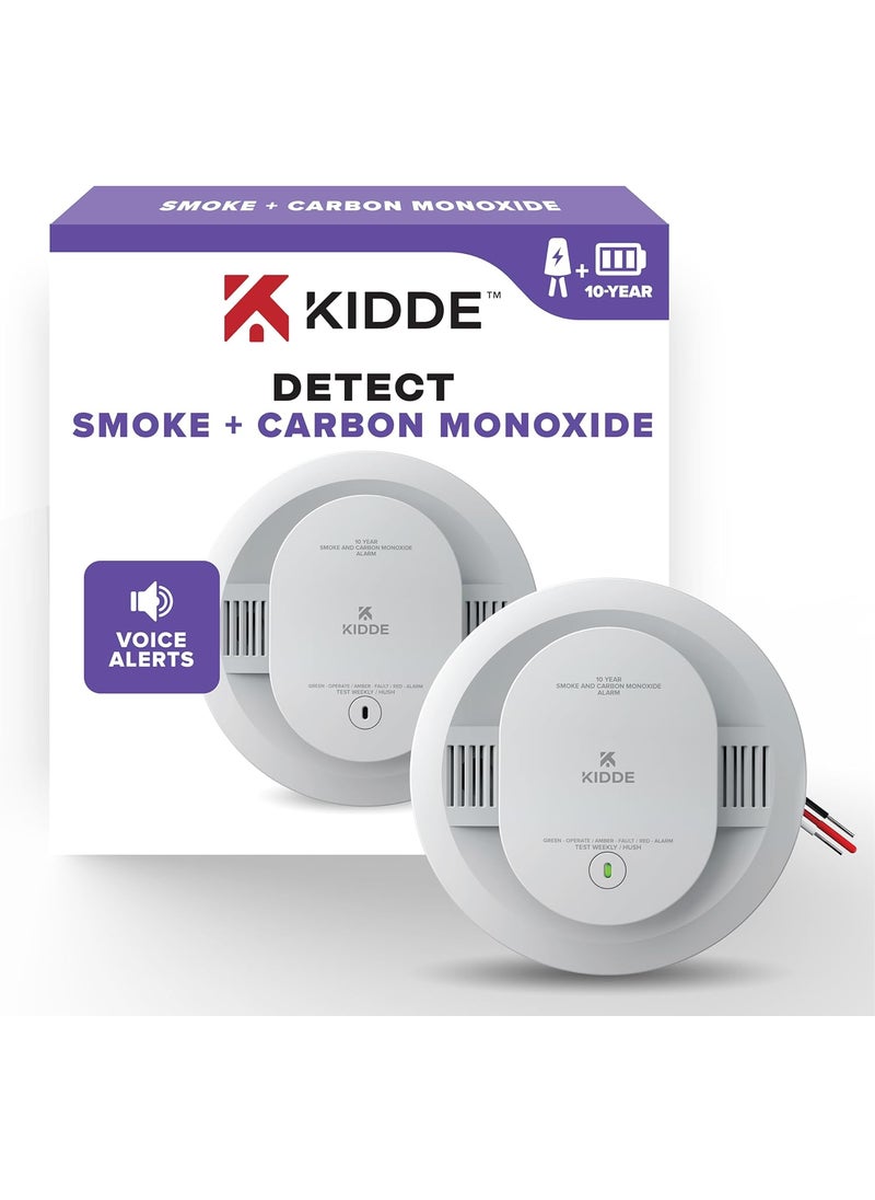 Kidde Kidde Hardwired Smoke  Carbon Monoxide Detector 10Year Battery Backup Voice Alerts Interconnectable LED Warning Light Indicators  - Image 1