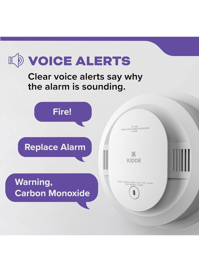 Kidde Kidde Hardwired Smoke  Carbon Monoxide Detector 10Year Battery Backup Voice Alerts Interconnectable LED Warning Light Indicators  - Image 5