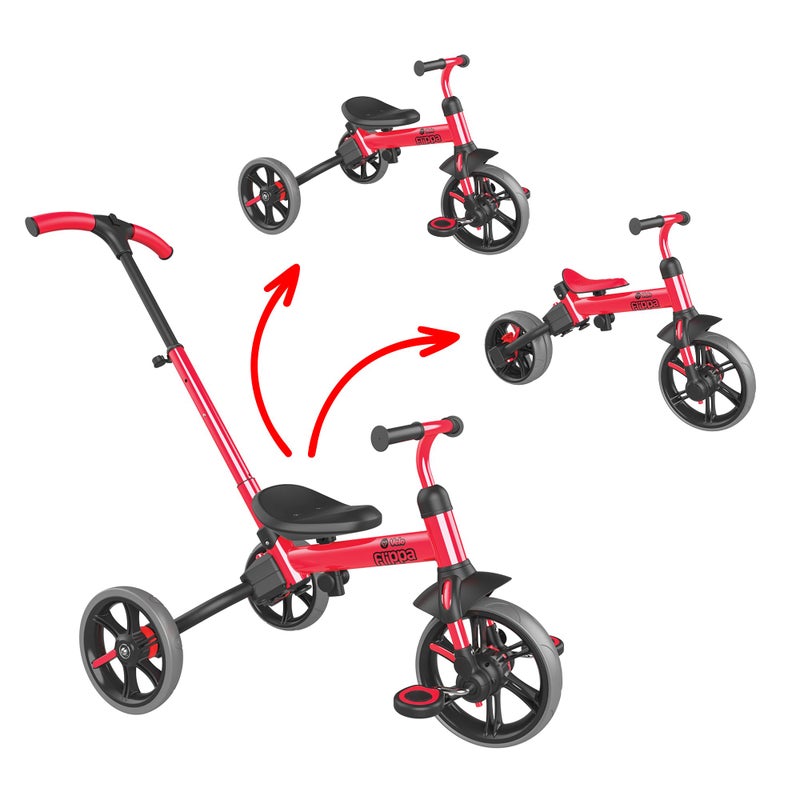 Yvolution 3 in 1 Toddler Trike Y Velo Flippa Push Tricycle Toddler Balance Bike with Parent Steering Push Handle for Boys Girls 25 Years Old - Image 2