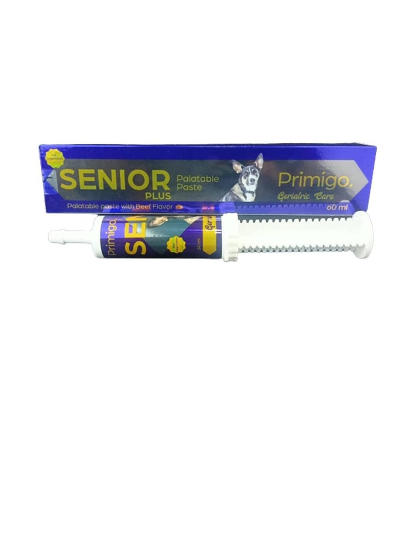EVA PHARMA Primigo Geriatric Care Senior Plus Palatable Paste With Beef Flavor 60 ml For Dogs / Exp: 5/2025 