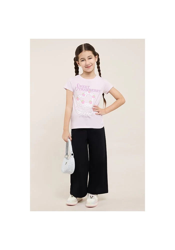 أر أند بي Printed T-Shirt with Crew Neck and Short Sleeves