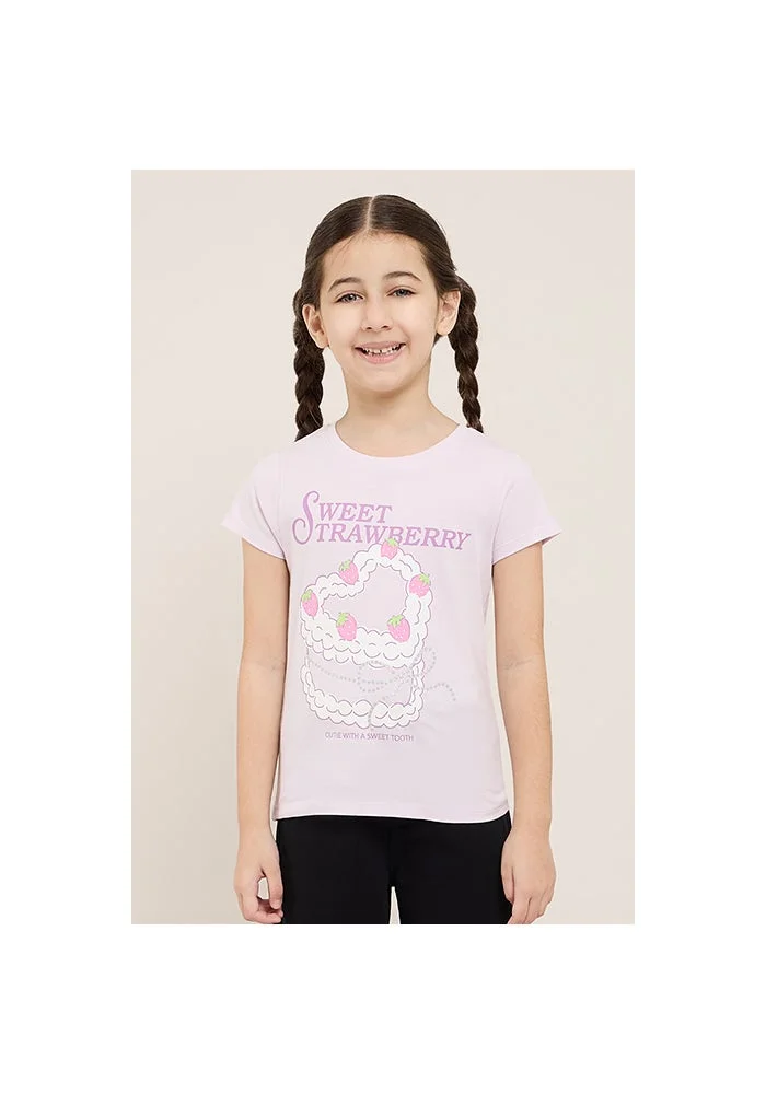 أر أند بي Printed T-Shirt with Crew Neck and Short Sleeves
