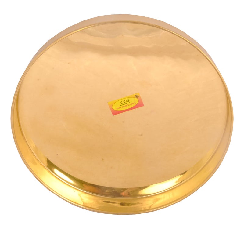 SHIV SHAKTI ARTS® Pure Brass Thali/Dinner Plate/Pooja Thali Set Serving Food Tableware, Diameter-26.5 cm Brass Dinnerware Set, for Gifting, Dinner (Set of 1) - Image 4