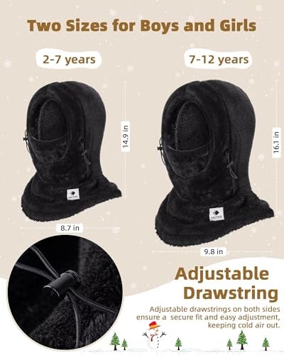 HAITHO Kids Ski Mask Balaclava for Boys Girls, 2 Size Thermal Fleece Winter Face Mask Hat for 2-12 Kids Toddler, Warm Balaclava Hood Neck Scarf for Cold Weather Skiing Cycling Daily Use-04 Pink - Image 3