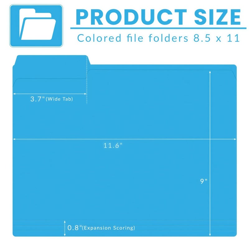 ARTFLY 120 Pack Colored File Folders, 1/3 Cut Tab Letter Size 8.5" x 11" Manila Folders, Assorted 6 Colors for School, Office Supplies, Filing Folders & Document Organization - Image 2