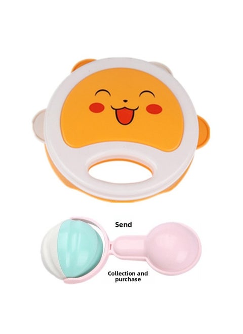 Tumbler Toy Baby Baby Can Bite Rattle Bell Blink 6 Months Child 1 Year Old Child Early Education Rattle-Color:White And Yellow Bite Rattle Drum Collection Plus Purchase And Delivery