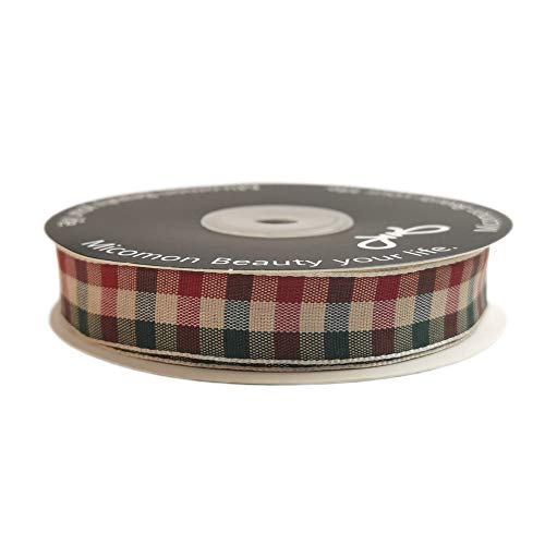 Micomon Gingham Ribbon - Red & Green Checkered Christmas Ribbon, 25 Yards Each Roll, 100% Polyester (5/8") - Image 3
