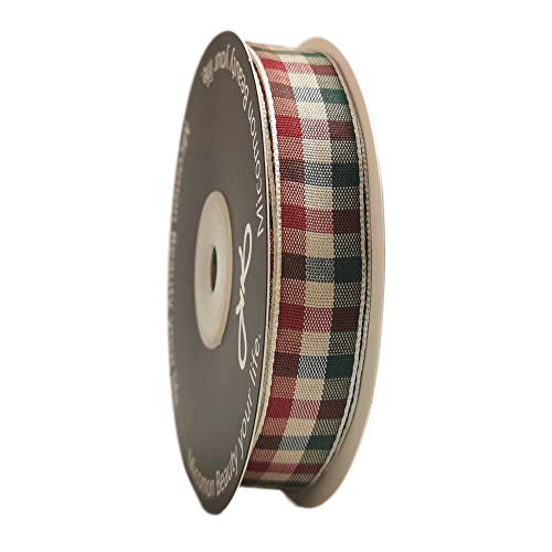 Micomon Gingham Ribbon - Red & Green Checkered Christmas Ribbon, 25 Yards Each Roll, 100% Polyester (5/8") - Image 2
