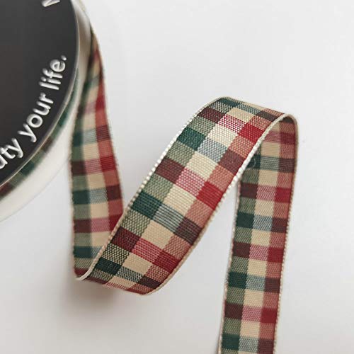Micomon Gingham Ribbon - Red & Green Checkered Christmas Ribbon, 25 Yards Each Roll, 100% Polyester (5/8") - Image 5